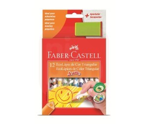 Lápis de Cor Triangular Jumbo 12 cores + Apontador - Faber-Castell