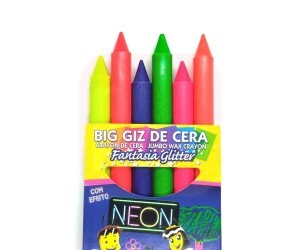 Giz de Cera 06 Cores Neon Glitter - Acrilex
