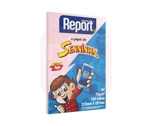 Papel Sulfite A4 Rosa 75g 100 Fls - Report