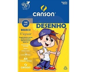 Bloco de Desenho A4 Branco 140g 20 Folhas