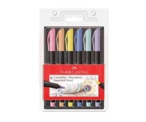 Caneta Pincel Supersoft com 06 Cores Tons Pastéis Faber-Castell