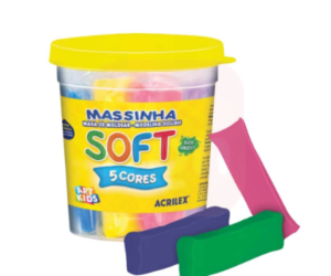 Massinha de Modelar Soft Acrilex 325g - Pote com 5 Cores