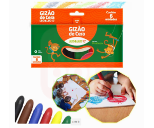 Gizão De Cera Meu 1 Giz Escolar Grosso Big 6 Cores