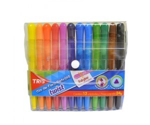 Giz de Cera 12 cores Retrátil New Twist - Tris