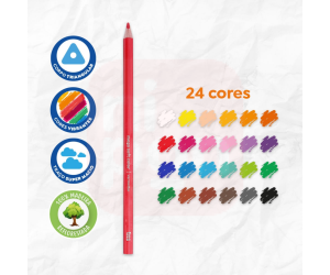 Kit Lápis de Cor Mega Soft Color 24 Cores + Apontador -  Tris 