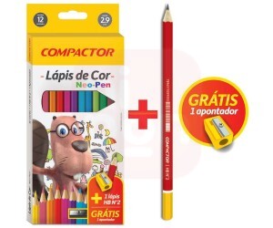 Lápis de Cor 12 Cores + Apontador Neo-Pen - Compactor