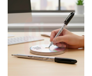 Caneta Marcador Permanente Pilot 2.0 Preta – Para CD/DVD e Superfícies Lisas